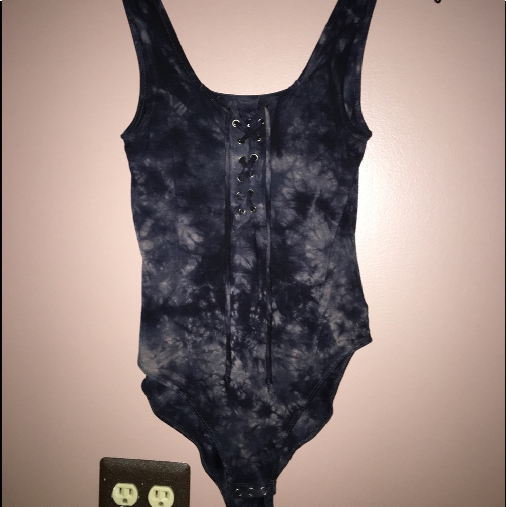 American Eagle Tie Dye Lace Up Bodysuit
